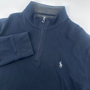 Polo Ralph Lauren Quarter Zip Pullover Mens XL Navy Blue Cotton Blend Logo Golf